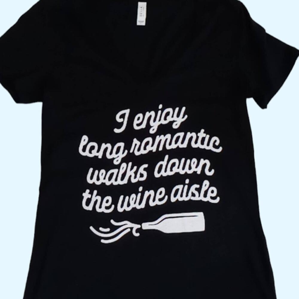 NEW BELLA Graphic Tee "I ENJOY LONG ROMANTIC WALKS..." Size LARGE